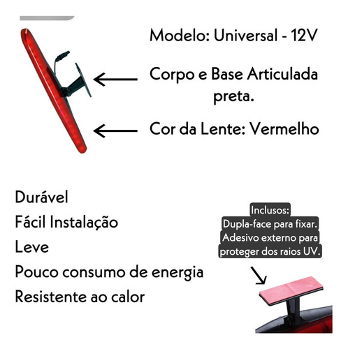 Terceira Luz De Freio Corsa Uno Palio Fox Ford Ka 20 Leds