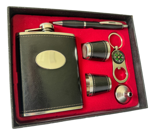 Kit Cantil Porta Bebidas Abridor Caneta Copo Whisky Chaveiro
