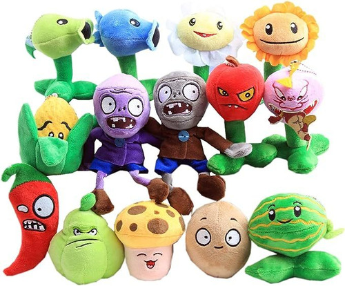 Plants And Zombies - Set De 14 Juguetes De Peluche