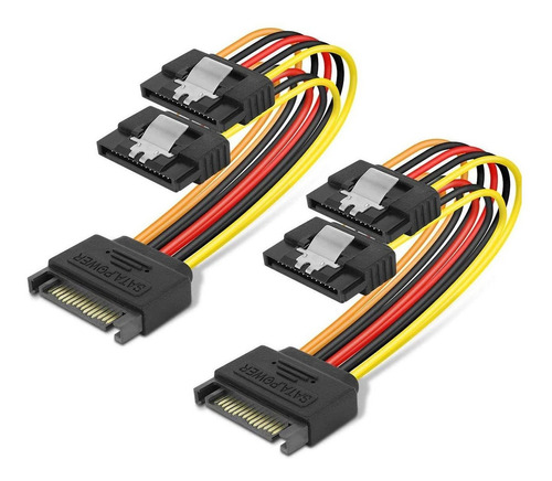 2 Cables Splitter 20cm 15 Pin Sata Power