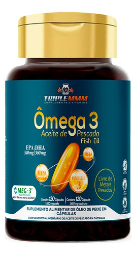 Omega 3 Libre De Metales Pesados 120 Cápsulas.