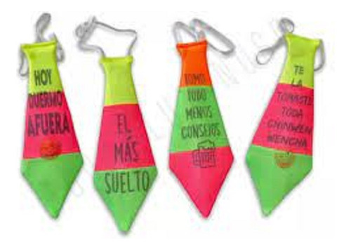 Corbatas Medianas Fluor Con Frase X5 U Surtidas 