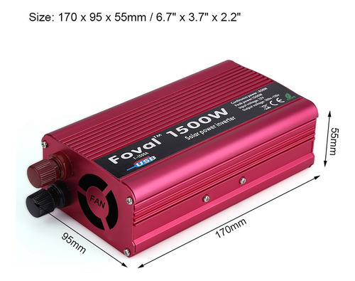 Inversor De Onda Sinusoidal Pura 1500w 12v/110v Dos Enchufe