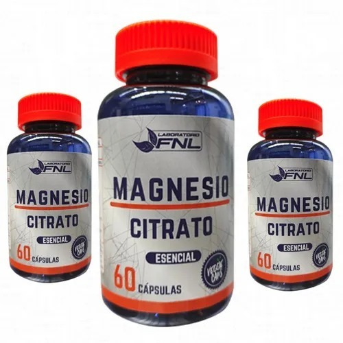 Pack 3 Magnesio Citrato  60 Cáps. C/u + Vit C,l Glutamina, 
