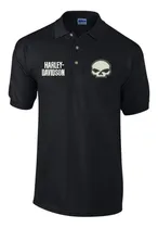 Comprar Playera Polo Harley Davidson Calavera Bordada, 100% Algodón