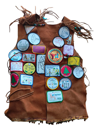 Chaleco De Piel Con Insignias Boy Scouts Hecho A Mano