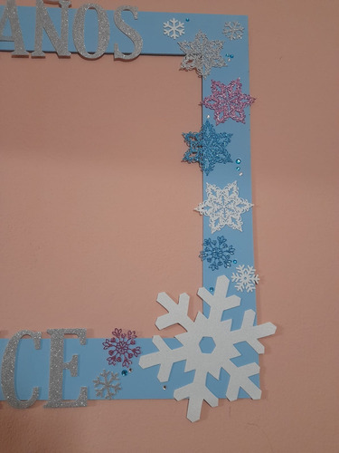 Cuadro Marco Selfie Cumpleaños 15 Años Fibrofácil/goma Egl1u Temática Mis 15 Años - Modelo Copos De Nieve