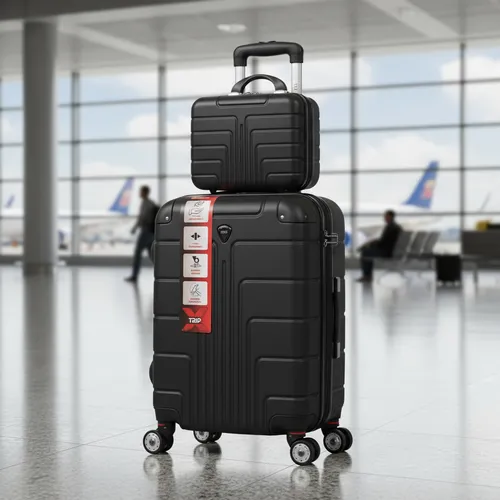 Mala De Bordo Pp + Frasqueira Viagem P Rodinhas 360° Abs 