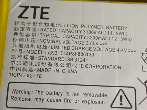 Pila Bateria Zte Blade A5 2020 Original (Usado)