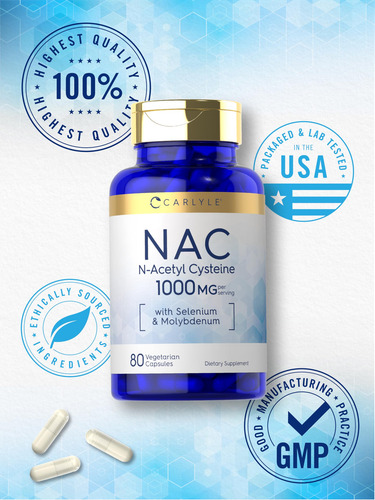 Suplemento Carlyle Nac N-acetilcisteína 1000mg 80 Cápsulas
