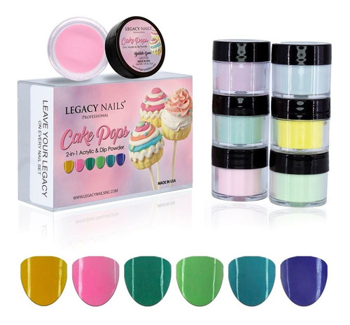 Coleccion Polvo Acrilico Legacy Nails Cake Pops X6