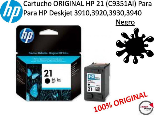 Imagen 1 de 5 de Cartucho Original Hp 21 (c9351al) Para Hp Deskjet / Negro