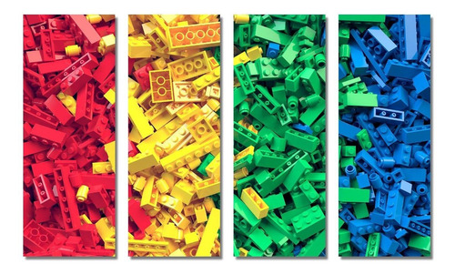 Imagem 1 de 2 de Placa Decorativa Lego Painel Mdf Colorido Kit 4 Placas 20x60