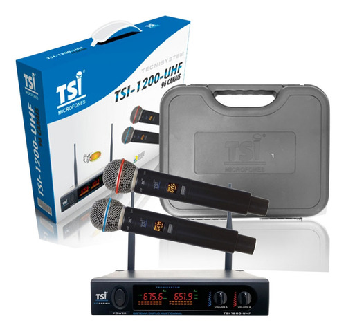 Imagem 2 de 9 de Microfone Sem Fio Profissional Tsi Ud1200uhf Duplo 96 Canais