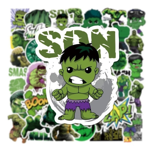 Imagen 4 de 4 de Hulk - Set De 50 Stickers / Calcomanias / Pegatinas