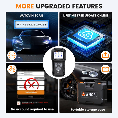 Escáner Obd2 Ancel Ad610 Pro - Lector De Códigos Abs Srs