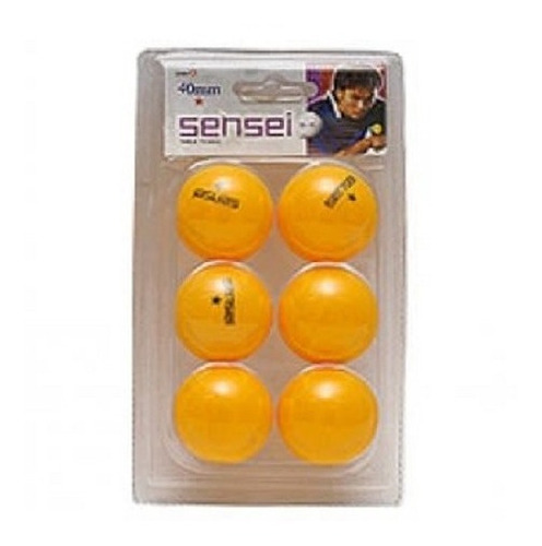 Set De 6 Pelotas De Ping Pong Sensei 1 Estrella Naranja