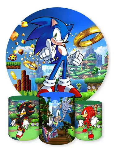 Kit Decoração Festa Sonic Filme 2 Painel Infantil e Totem