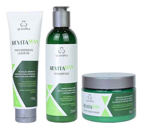 Kit Grandha Revitamax Shampoo Mask Condicionador E Leave-in