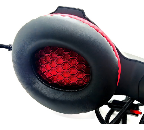 Fone Gamer Surround 7.1 Pc Note Celular Mic Led Cabo 2m Cor Preto Cor da luz Vermelho