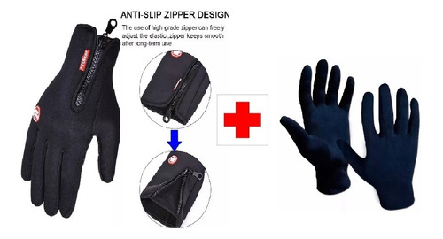 Guantes Neoprene Termicos Touch + Guantes Primera Piel Wagne