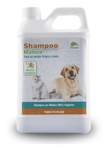 Imagen 1 de 2 de Shampoo De Matico Orgánico 1 Litro Allgreen Mascotas 
