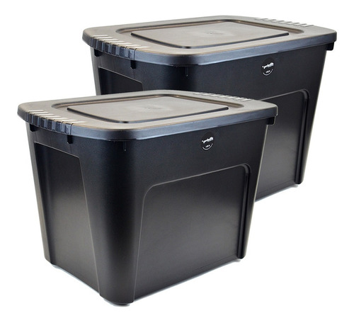 Set X2 Baul Caja Organizadora Plástico 80 Lts Reforzada 