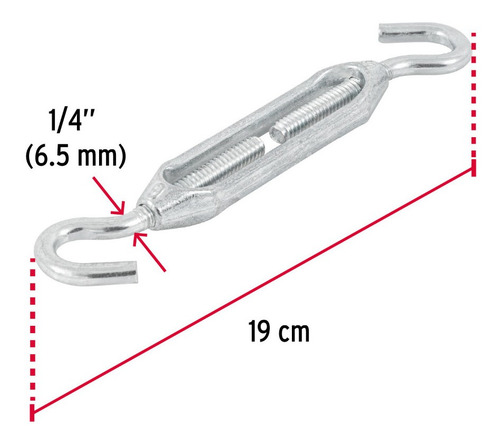 Tensor P/ Cable Zinc 1/4' Gancho - Gancho En Acero