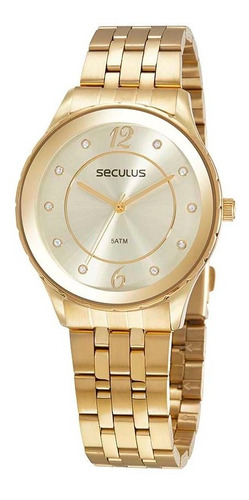 Relógio Seculus Dourado Feminino Cristais 77102lpsvds1