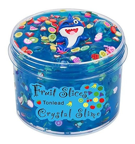 Blue Crystal Clear Slime Con Brillos 7 Oz Soft Jelly Sl...