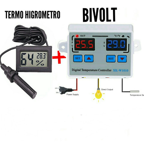 Termostato Digital Para Chocadeira Freezer +termo Higrometro