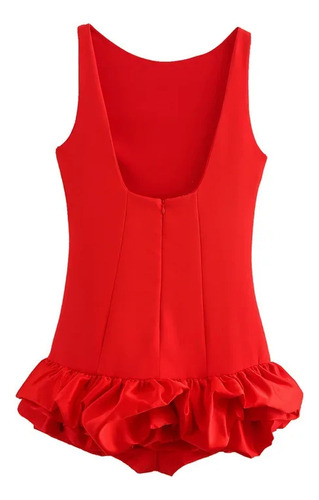 Minivestido Sin Mangas Con Dobladillo Con Volantes