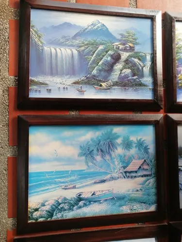 Cuadro Impreso Litografía Tema Paisajes Variado (Usado)