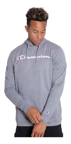 Buzo Champion Logo Hombre Moda Gris Melange