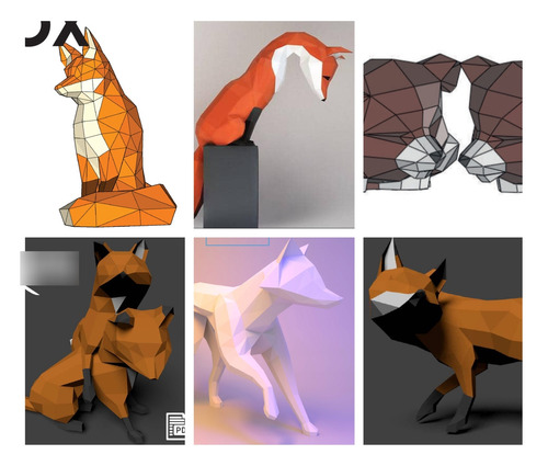 Zorros - Animales - 6 Moldes - Papercraft - Origami - Pdf