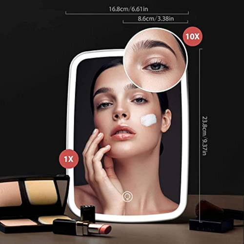 Asd Espejo Maquillaje Con Luz Led Y Espejo Pequeño 10x