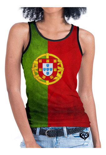 Camiseta Regata Bandeira Portugal Feminina Adulto