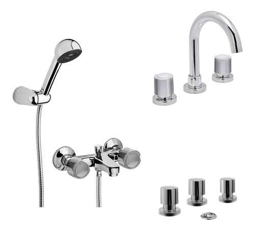 Set Griferia Baño Hydros Viva Ducha Lavatorio Bidet Cromo