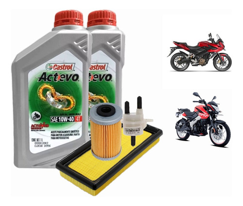 Kit Bajaj Rouser Ns200 Filtro Aire Aceite Nafta + Semi 10w40