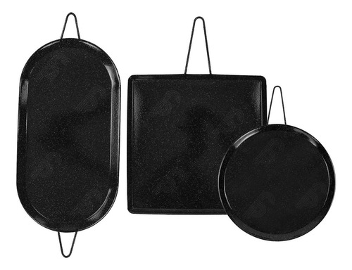 Juego De Comales Medianos Alfa 27cm, 32cm, 43cm Color Negro
