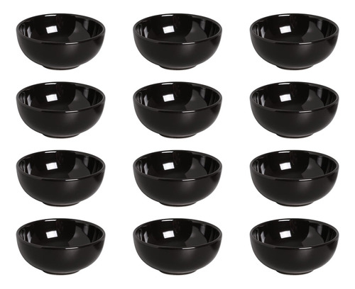 Kit Com 12 Manteigueiras Porcelana 40 Ml Preto