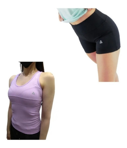 Conjunto Deportivo! Musculosa Mujer Li+ Calza Corta Mujer Ng