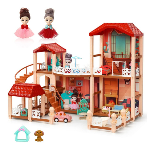 Casa De Muñecas Girl Toys Casas Con 2 Muñecas Figuras De