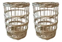 Comprar Set 2 Canastos Cestos De Mimbre Grandes Artesanales Calados