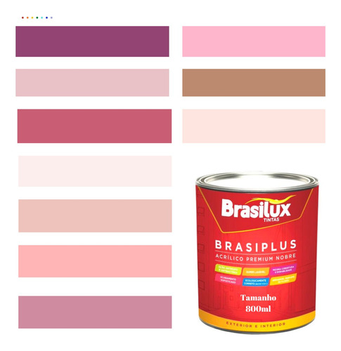 Tinta De Parede Rosa Queimado Lavável 800ml Brasiplus Fosca