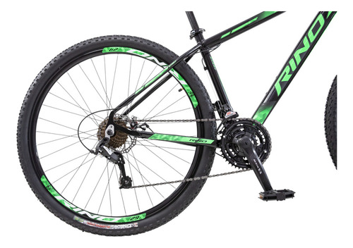 Bicicleta Aro 29 Alumínio 24v Rino Start Mtb Disco Suspensão Cor Preto/verde Tamanho Do Quadro 19