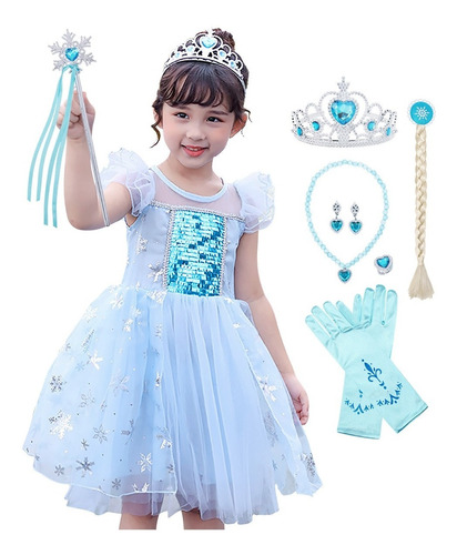 Elsa Princesa Frozen 2 Vestido De Cosplay + 7 Accesorios