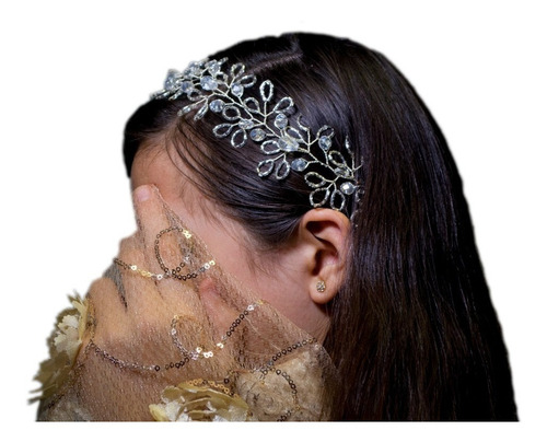 Imagen 1 de 9 de Tocado Tiara Diadema Novia Xv Años Comunión Kenia Hadas