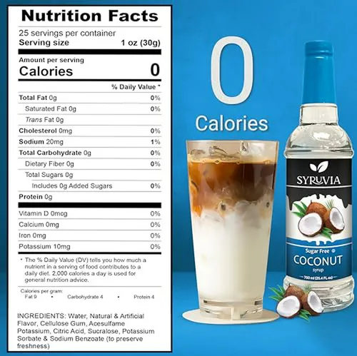 Sirope Sin Azúcar Syruvia Coco - 100% Vegano Y Kosher