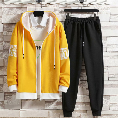 Conjunto De Pantalones Casuales Con Capucha Para Hombre A La